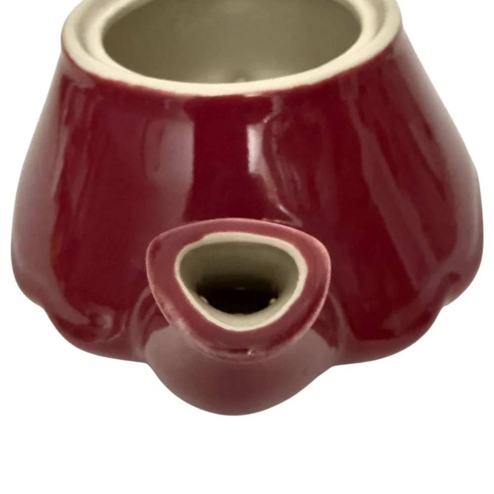 Vintage Hall Baltimore Teapot Ceramic Burgundy Maroon Red Art Deco Made in USA